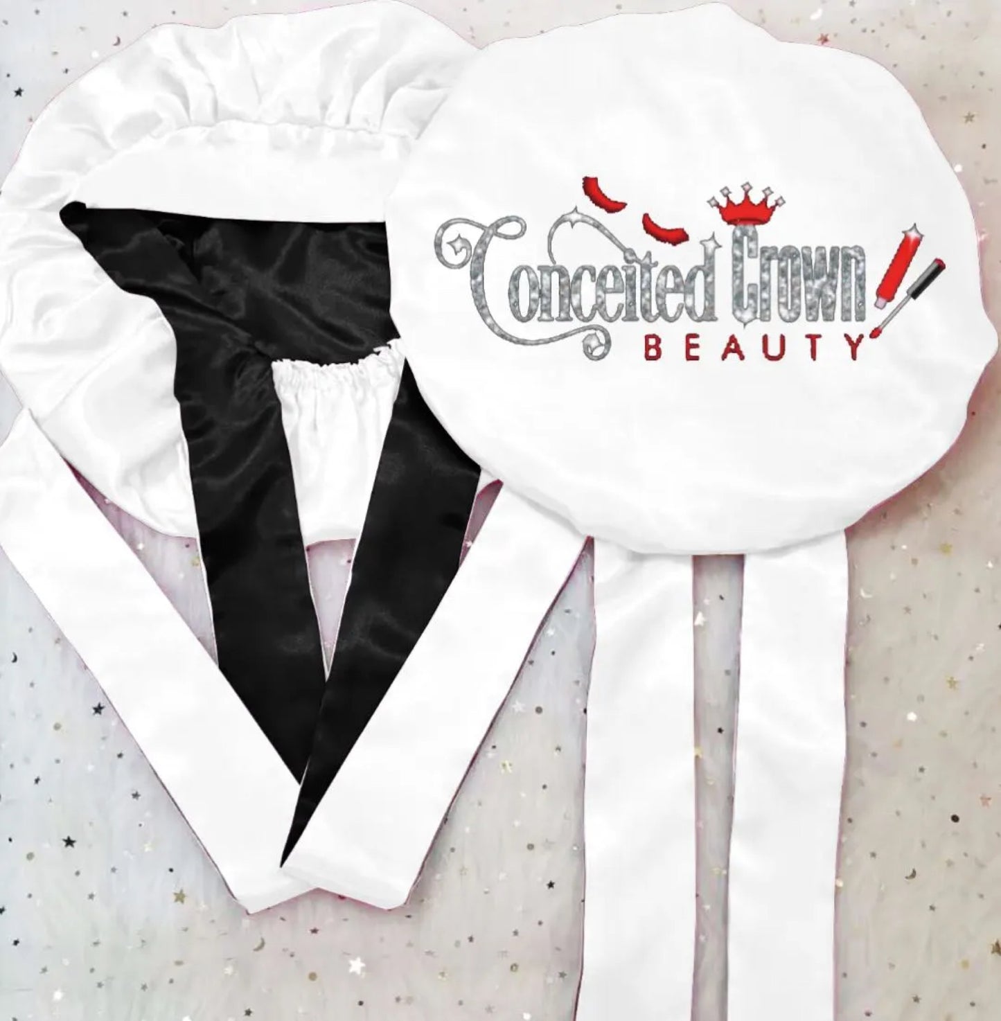Satin bonnet- metallic White